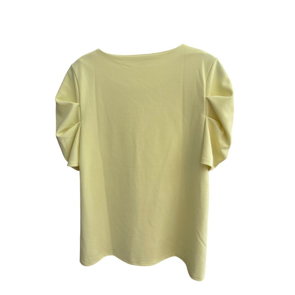 Banana Republic Yellow Puff Sleeve Blouse Women’s Medium Stretch Career Top - Picture 8 of 10